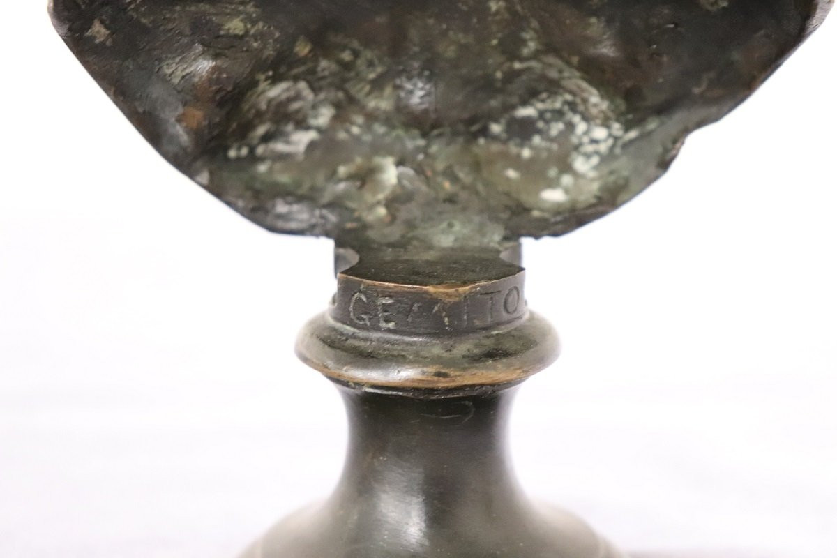 Small Bust Of A Young Woman In Bronze, Italy, Signed Gemito-photo-3