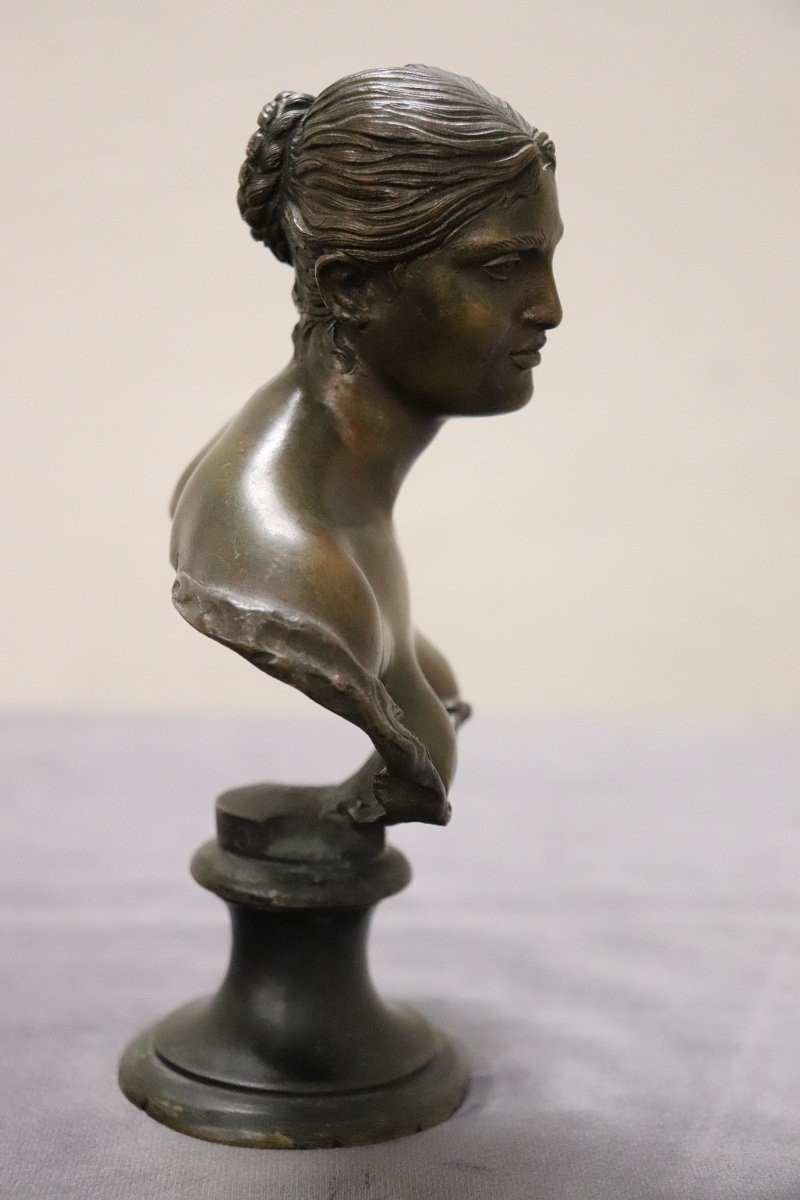 Small Bust Of A Young Woman In Bronze, Italy, Signed Gemito-photo-4