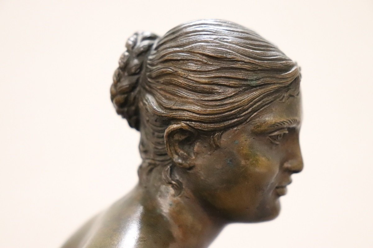 Small Bust Of A Young Woman In Bronze, Italy, Signed Gemito-photo-7
