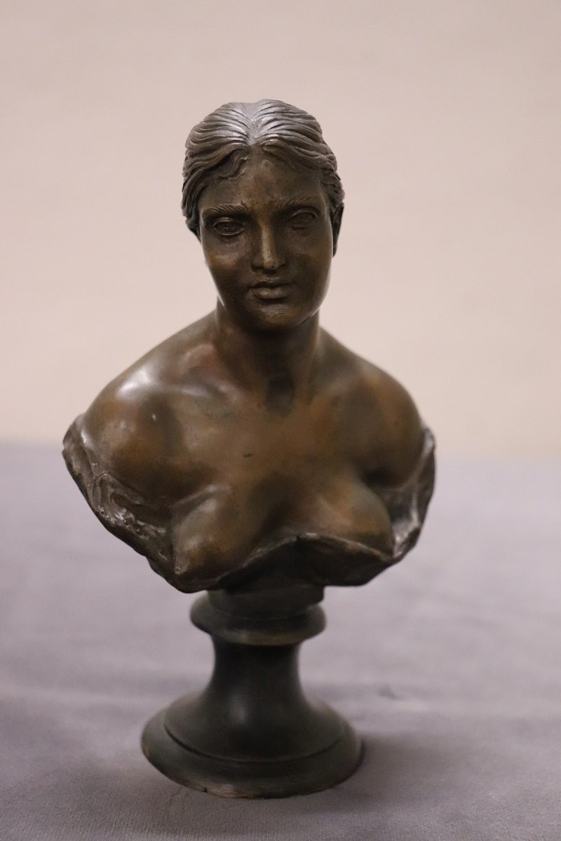 Small Bust Of A Young Woman In Bronze, Italy, Signed Gemito-photo-8