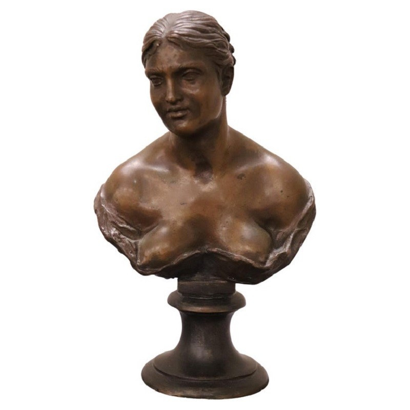 Small Bust Of A Young Woman In Bronze, Italy, Signed Gemito