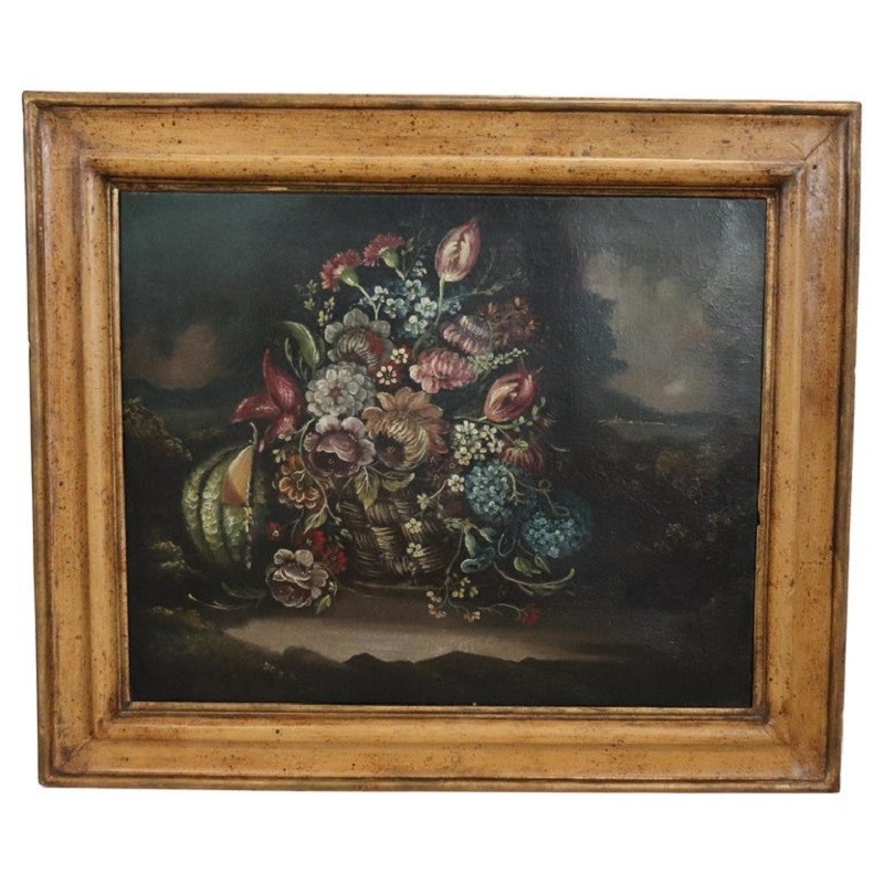 Nature morte aux fleurs, huile sur toile, Italie, XVIIIe siècle