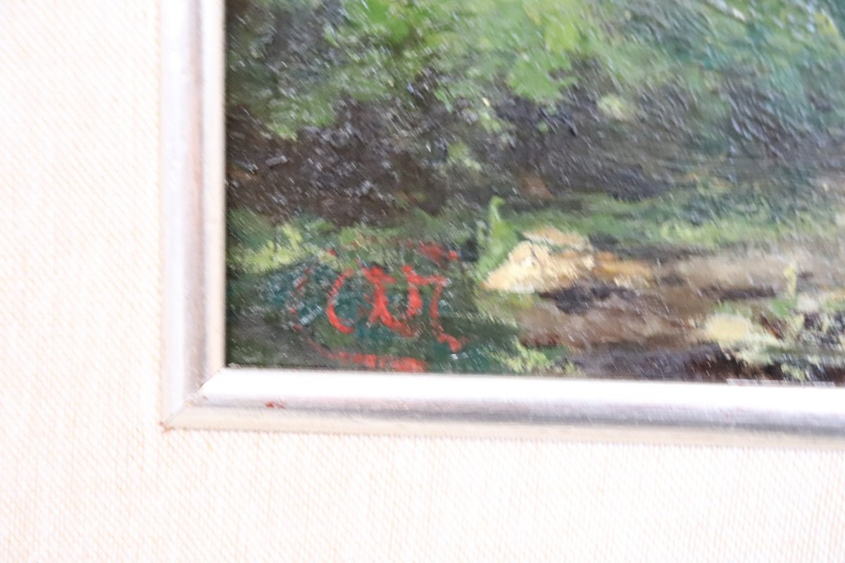 Ensemble de 2 paysages champêtres, huile sur bois, Italie début du XXe siècle-photo-2