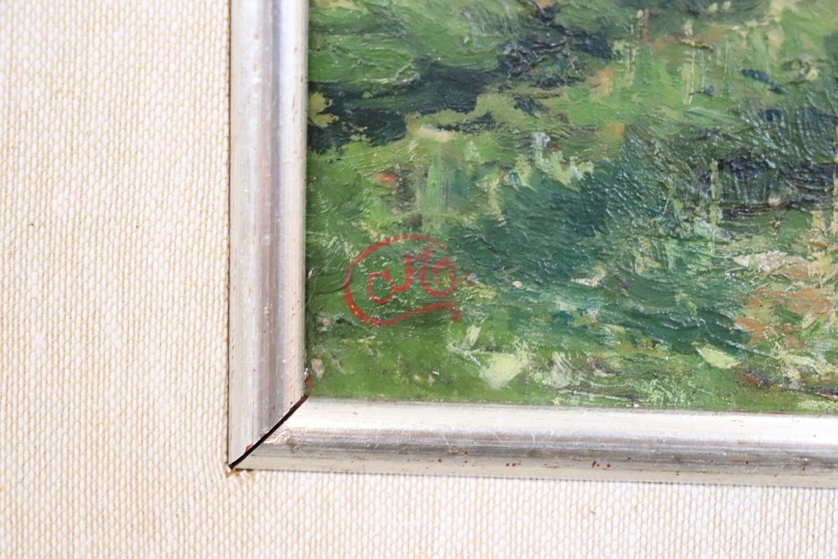 Ensemble de 2 paysages champêtres, huile sur bois, Italie début du XXe siècle-photo-7