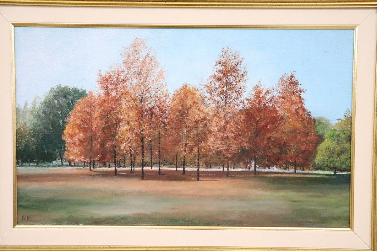 Autumn Landscape, Oil On Canvas Cardboard, Italy 20th Century-photo-2