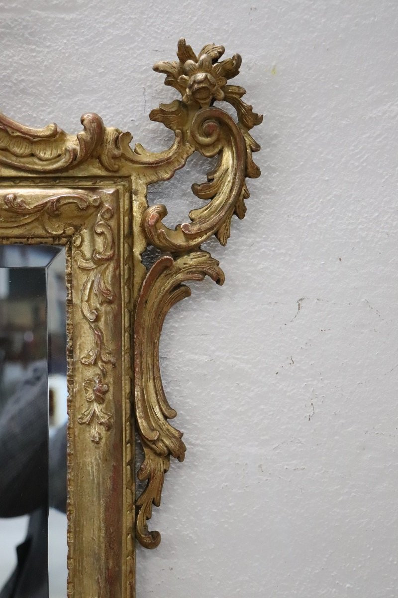Louis XVI Style Carved And Gilded Wood Wall Mirror, Italy Early 20th Century-photo-3