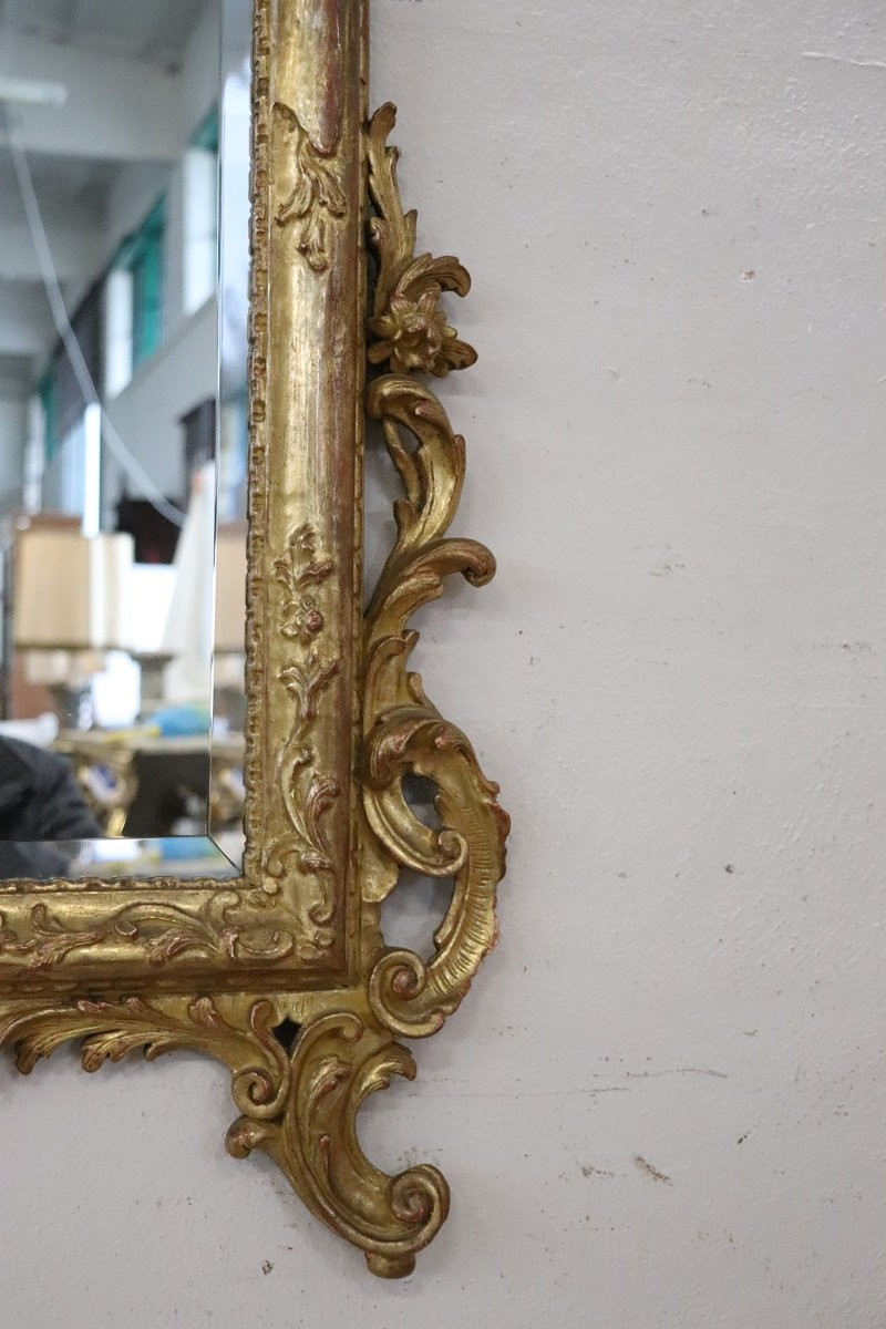Louis XVI Style Carved And Gilded Wood Wall Mirror, Italy Early 20th Century-photo-4