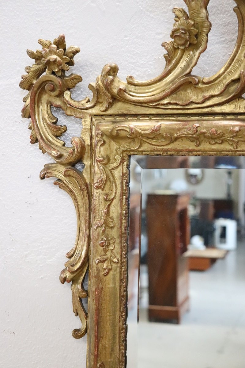 Louis XVI Style Carved And Gilded Wood Wall Mirror, Italy Early 20th Century-photo-2