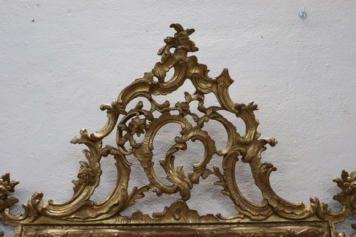 Louis XVI Style Carved And Gilded Wood Wall Mirror, Italy Early 20th Century-photo-3