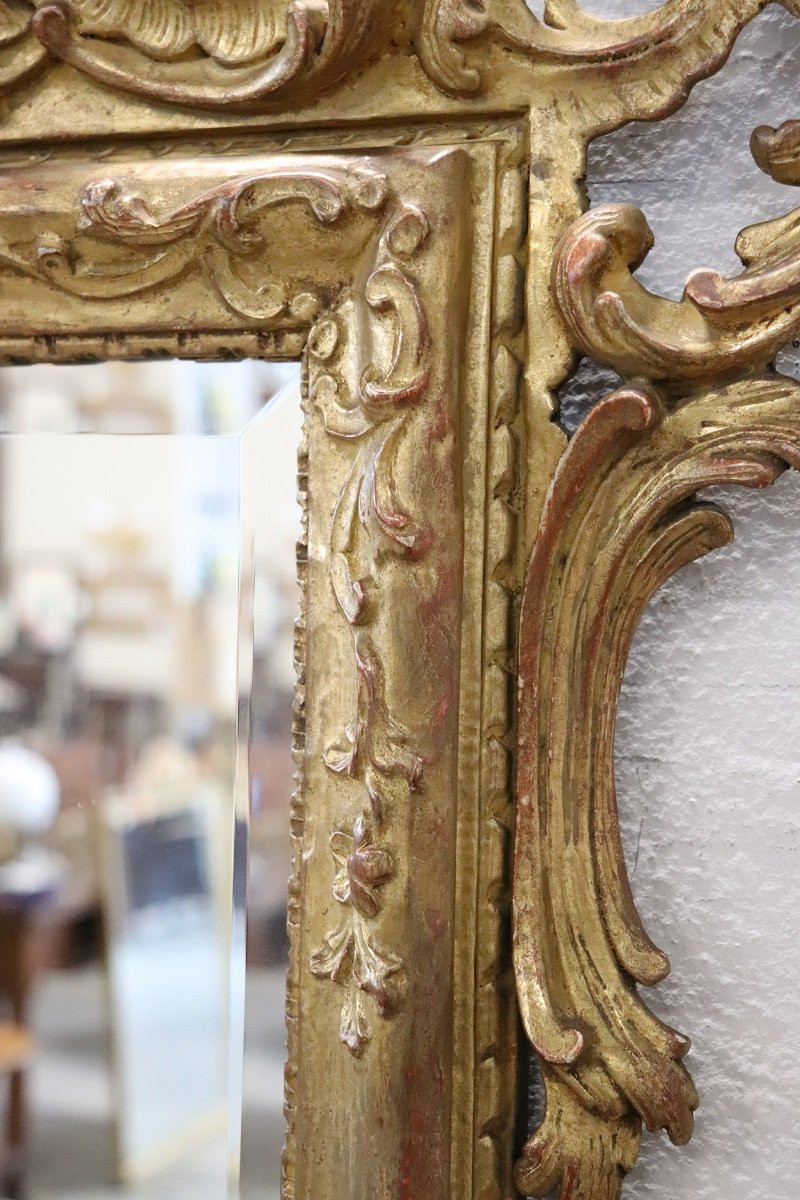 Louis XVI Style Carved And Gilded Wood Wall Mirror, Italy Early 20th Century-photo-4