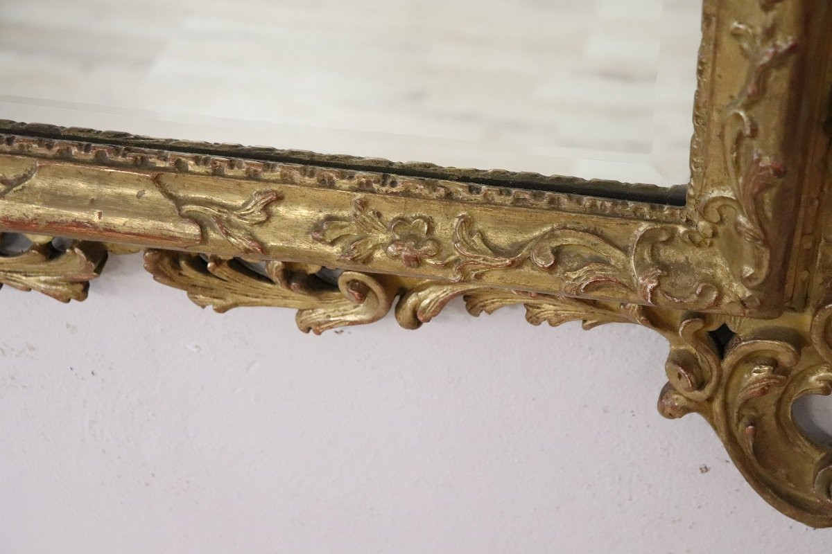 Louis XVI Style Carved And Gilded Wood Wall Mirror, Italy Early 20th Century-photo-5