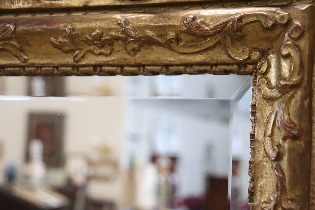 Louis XVI Style Carved And Gilded Wood Wall Mirror, Italy Early 20th Century-photo-7