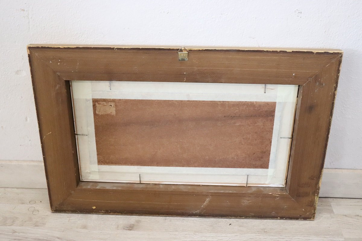 View Of The Gulf Of Naples, Oil Painting On Board, Italy Early 20th Century, Signed-photo-7