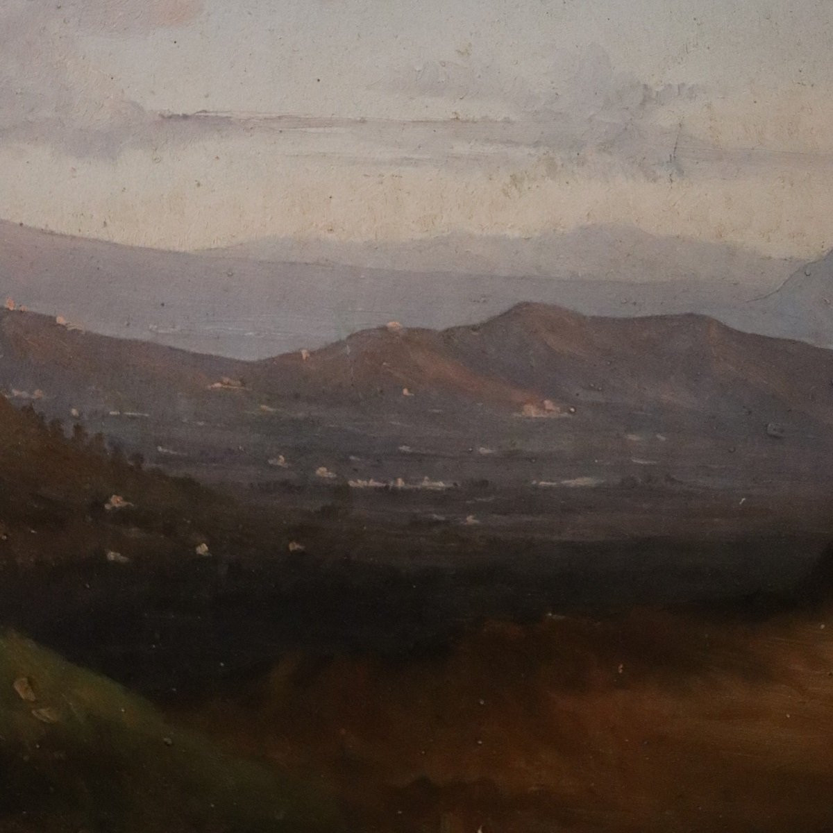 Panoramic View Of Naples, Oil Painting On Canvas, Italy 19th Century-photo-2
