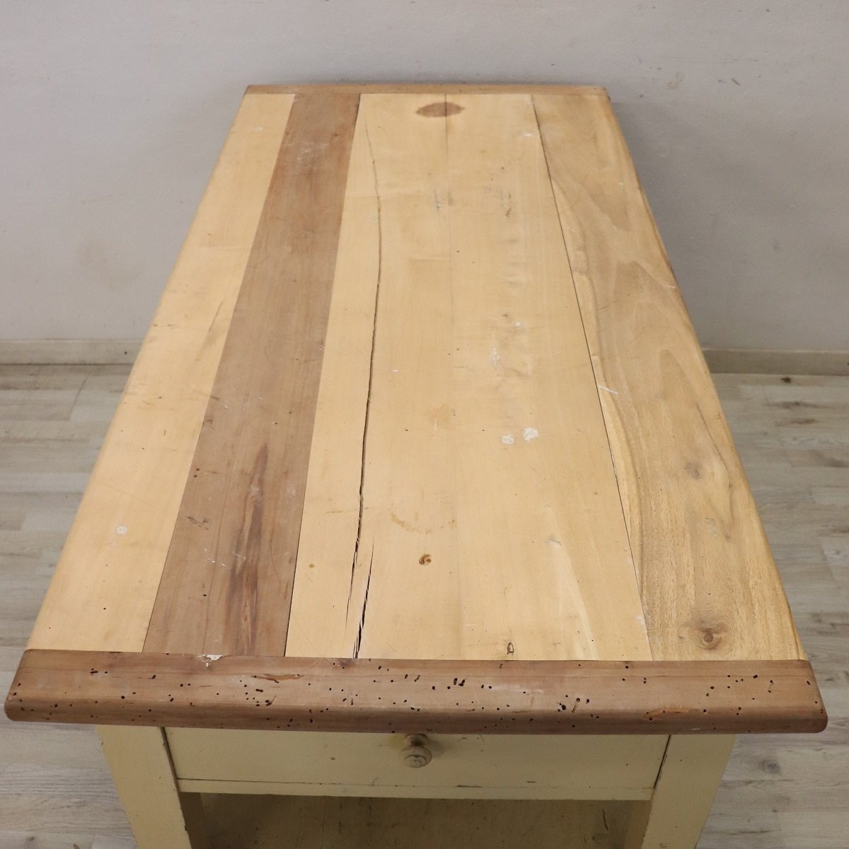 Worktable In Cream Lacquered Poplar Wood, Italy Late 19th Century-photo-2