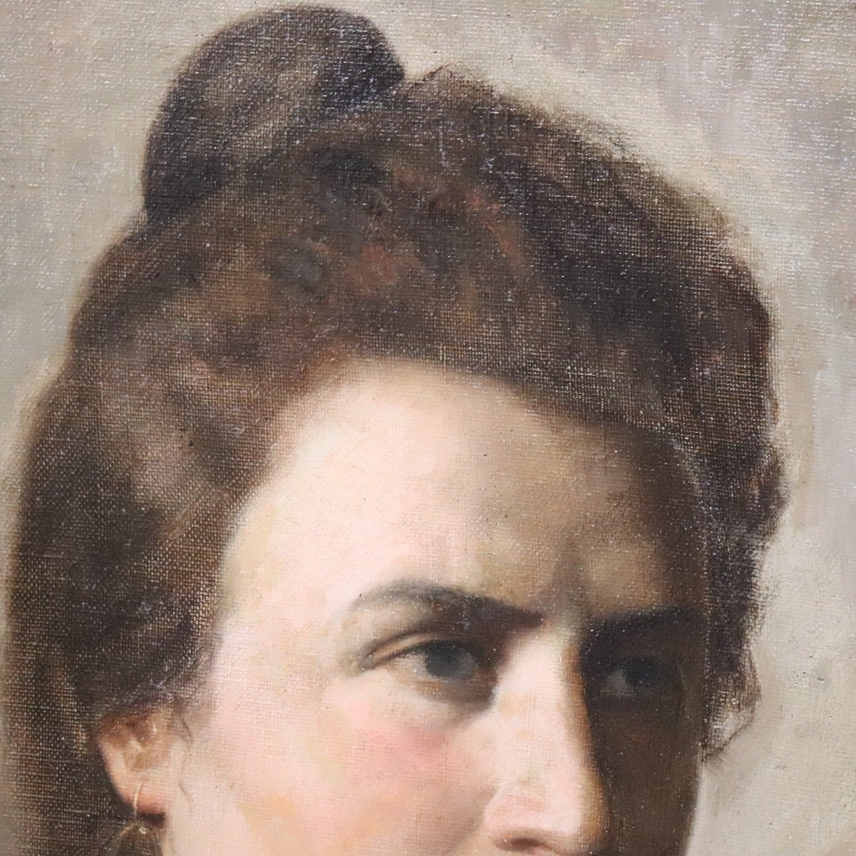 Peinture à l'huile sur toile, portrait de femme signé Nazzareno Sidoli-photo-4