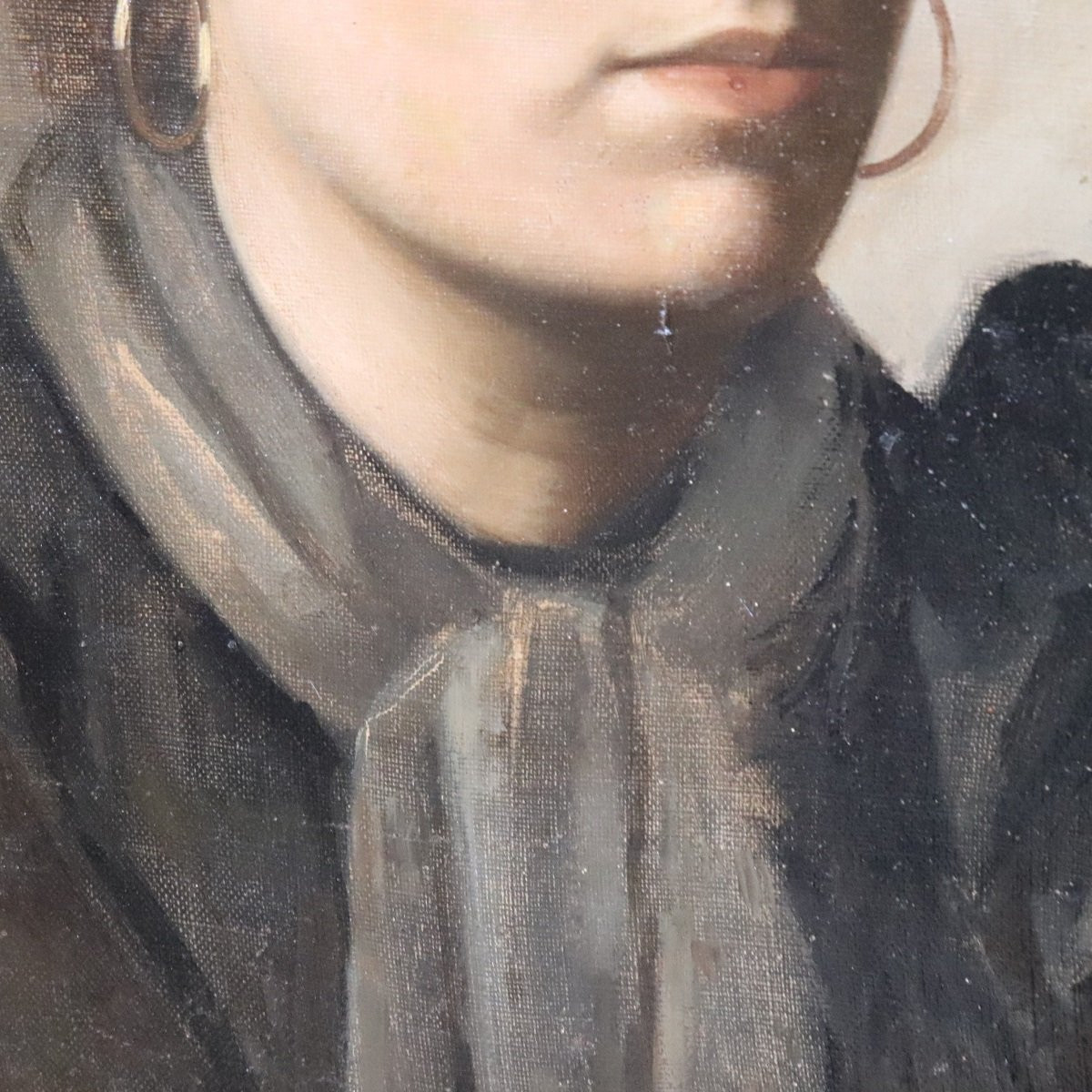 Peinture à l'huile sur toile, portrait de femme signé Nazzareno Sidoli-photo-1