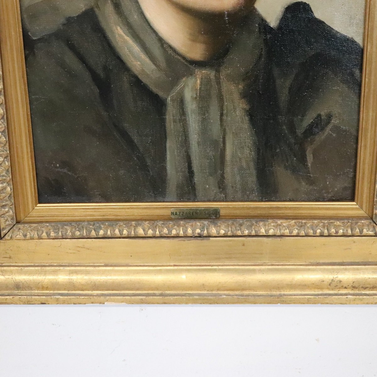 Peinture à l'huile sur toile, portrait de femme signé Nazzareno Sidoli-photo-3
