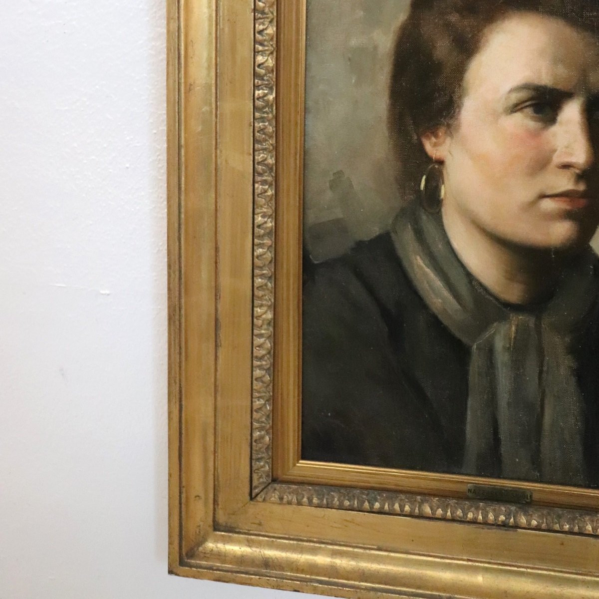 Peinture à l'huile sur toile, portrait de femme signé Nazzareno Sidoli-photo-5