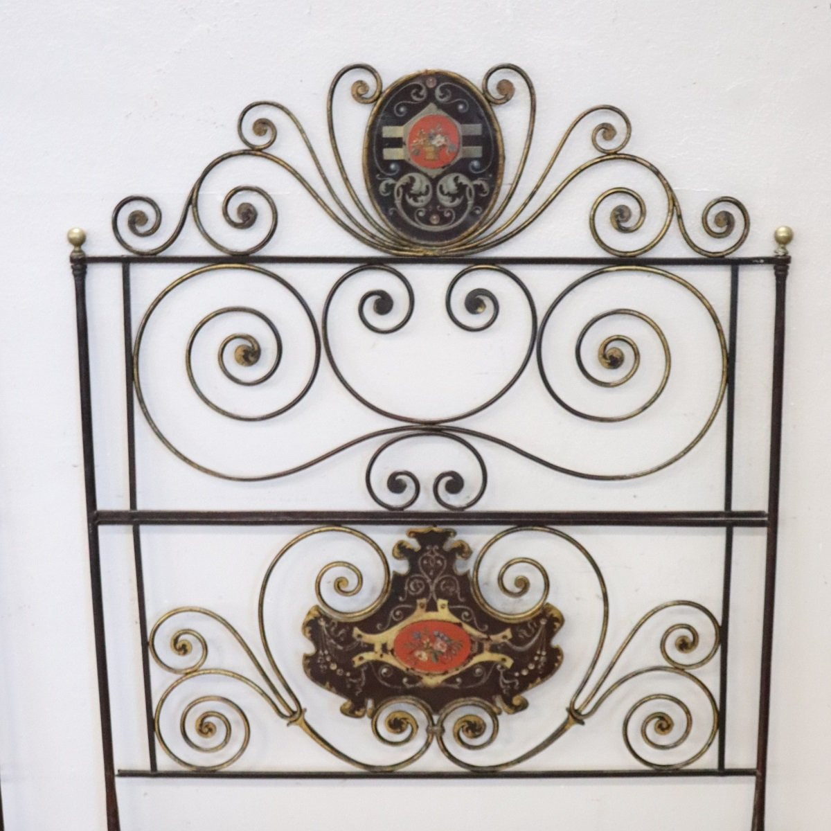 Pair Of Antique Headboards In Wrought Iron, Italy Early 19th Century-photo-3