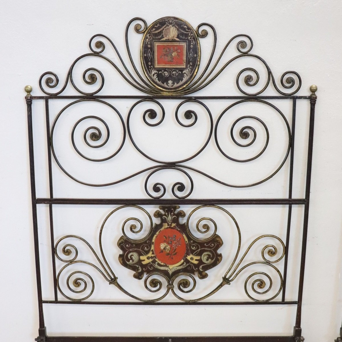 Pair Of Antique Headboards In Wrought Iron, Italy Early 19th Century-photo-3