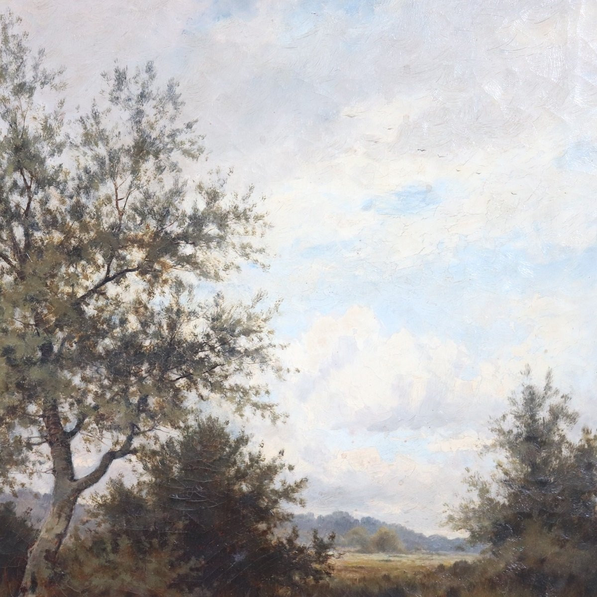 Peinture à l'huile sur toile, paysage fluvial, signée J. Paulman, fin du XIXe siècle-photo-2