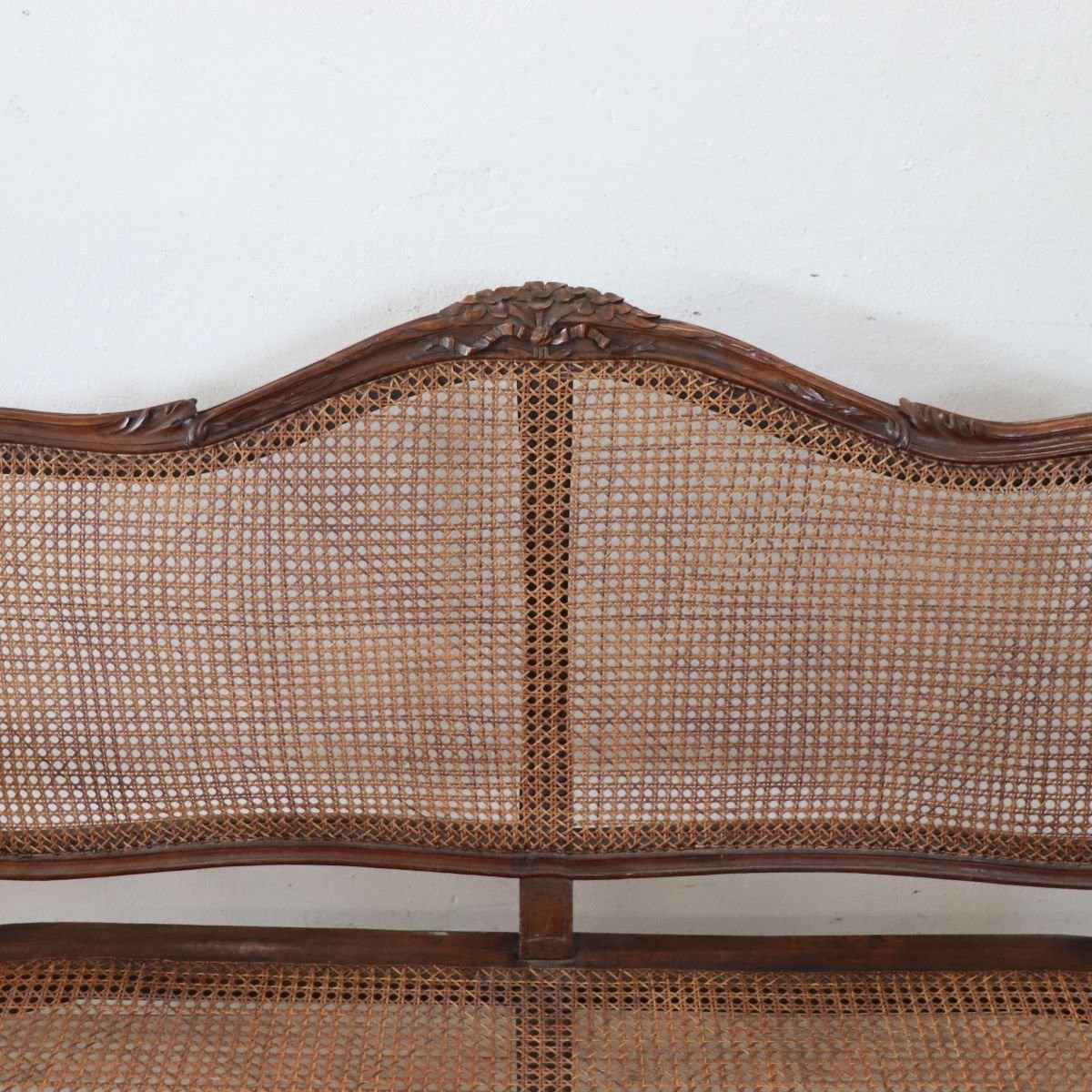Antique Walnut And Vienna Straw Sofa, Italy 18th Century-photo-3