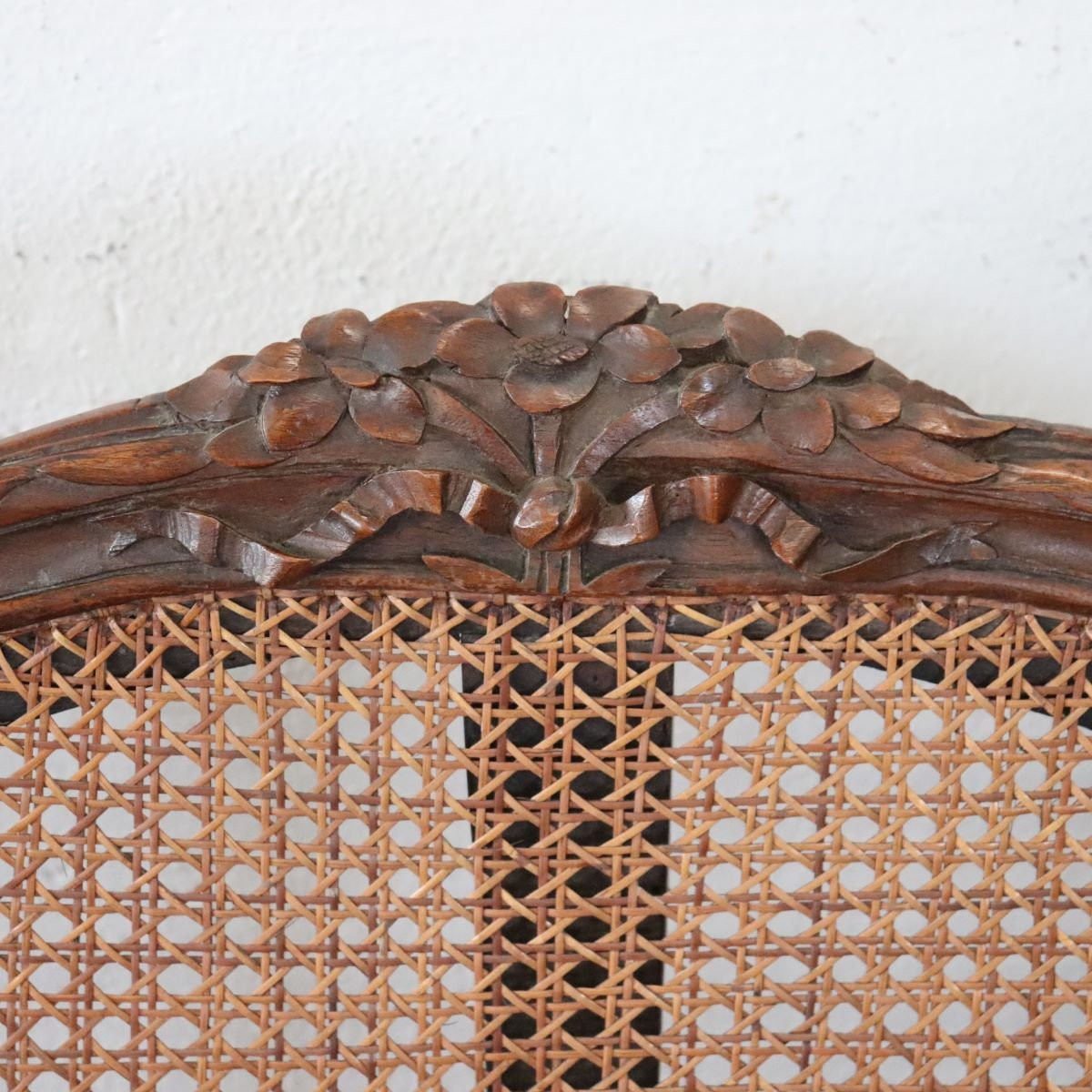 Antique Walnut And Vienna Straw Sofa, Italy 18th Century-photo-4