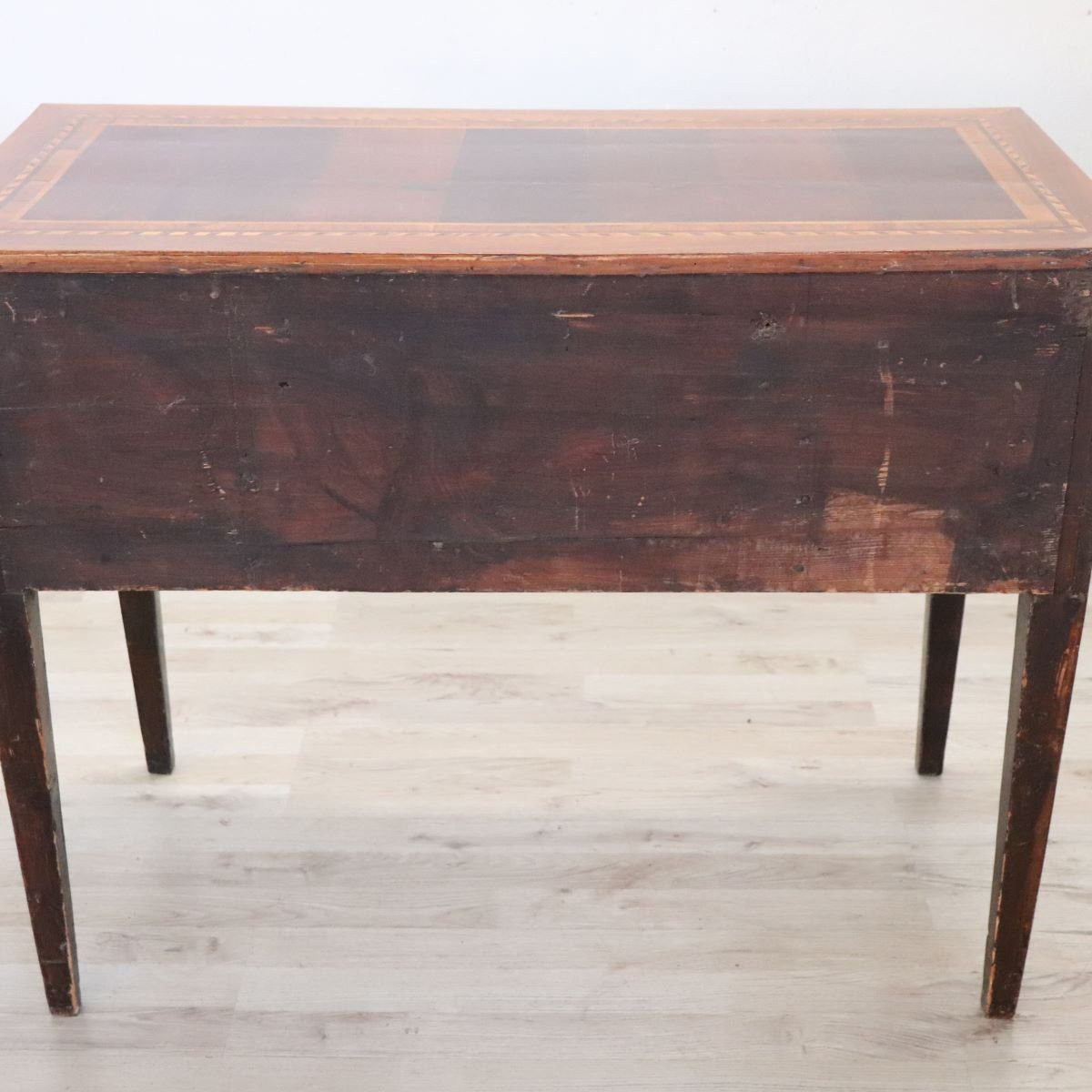Bureau ancien en marqueterie de noyer, Italie, fin du XIXe siècle-photo-7
