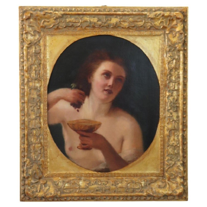 Mythological Figure Of Maenad, Oil Painting On Canvas, Italy 19th Century