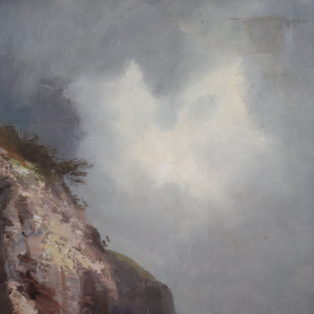 Paysage marin avec falaise, peinture à l'huile sur toile, Italie, XXe siècle-photo-3
