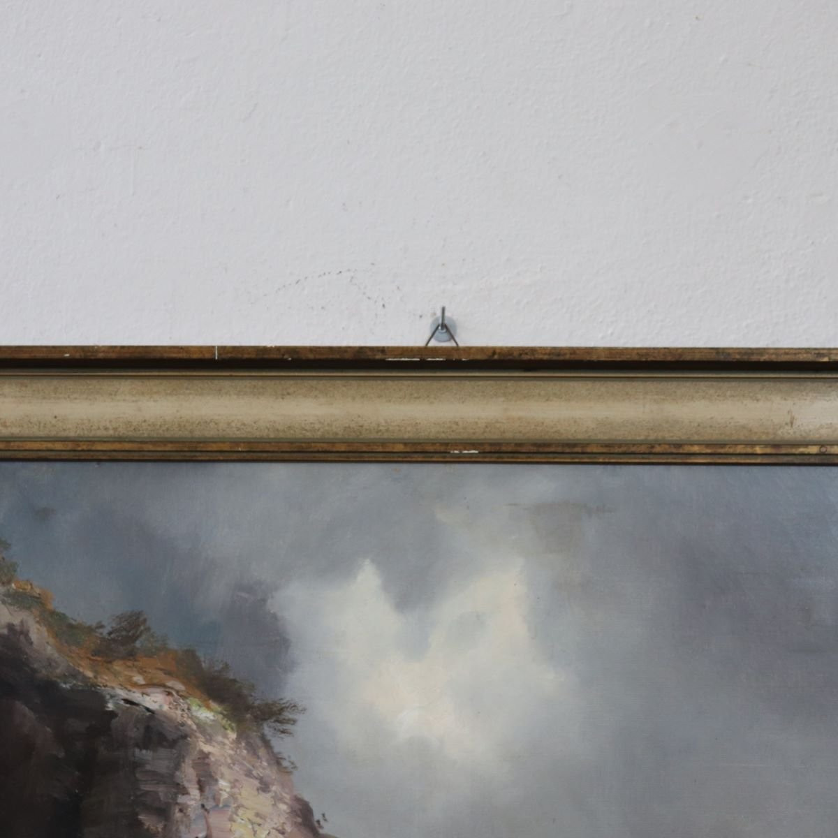 Paysage marin avec falaise, peinture à l'huile sur toile, Italie, XXe siècle-photo-5