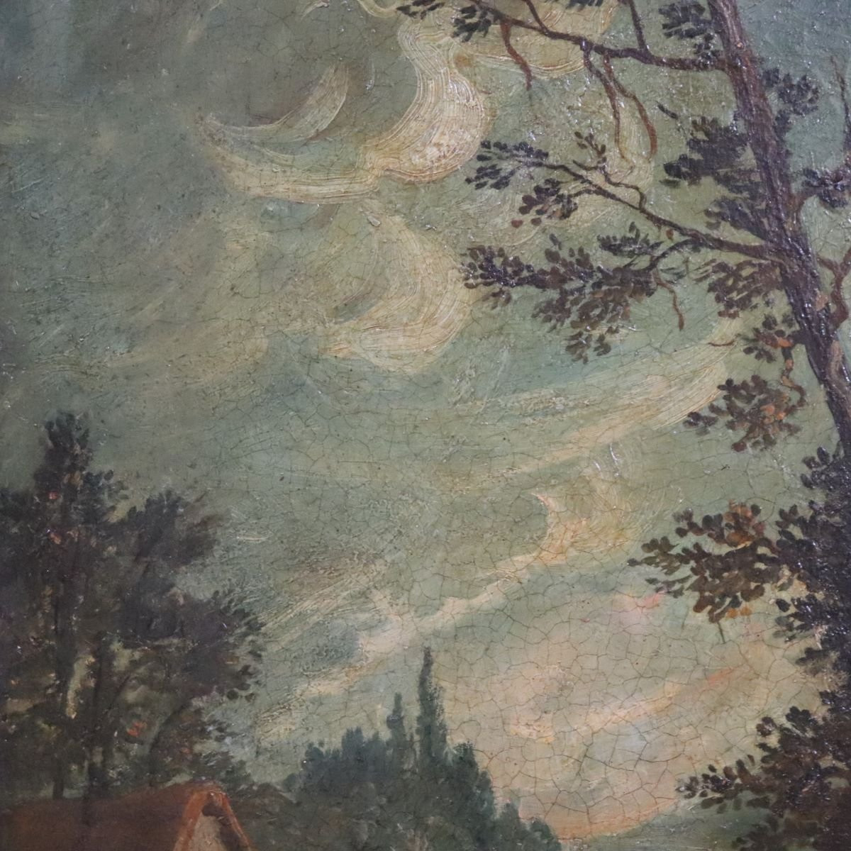 River Landscape, Oil On Canvas, Italy, 19th Century-photo-1