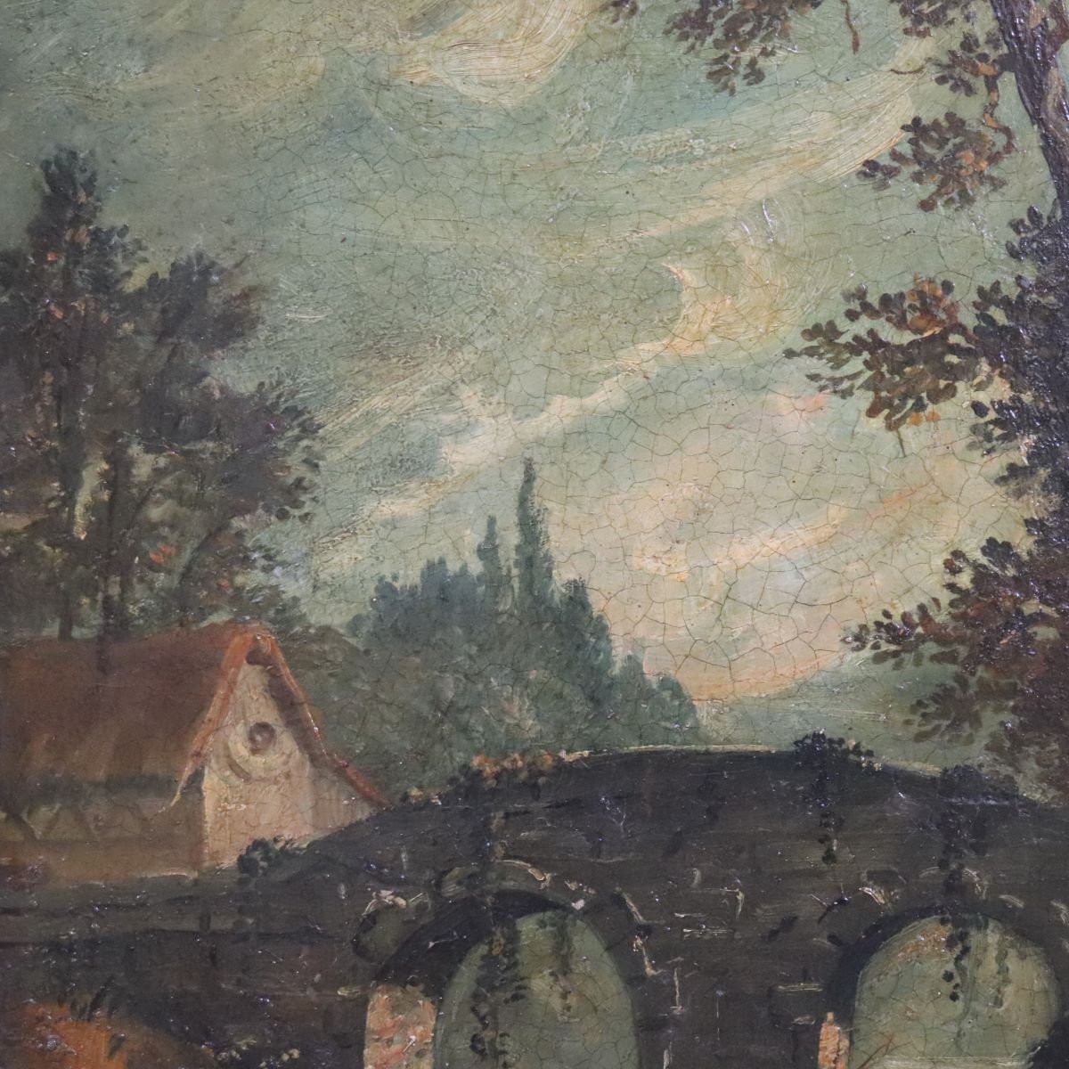 River Landscape, Oil On Canvas, Italy, 19th Century-photo-2