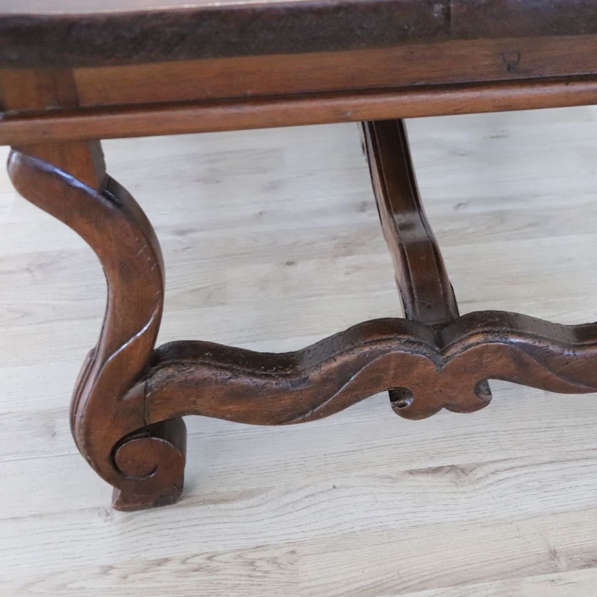 Solid Walnut Coffee Table, Italy, Early 20th Century, Restored-photo-4