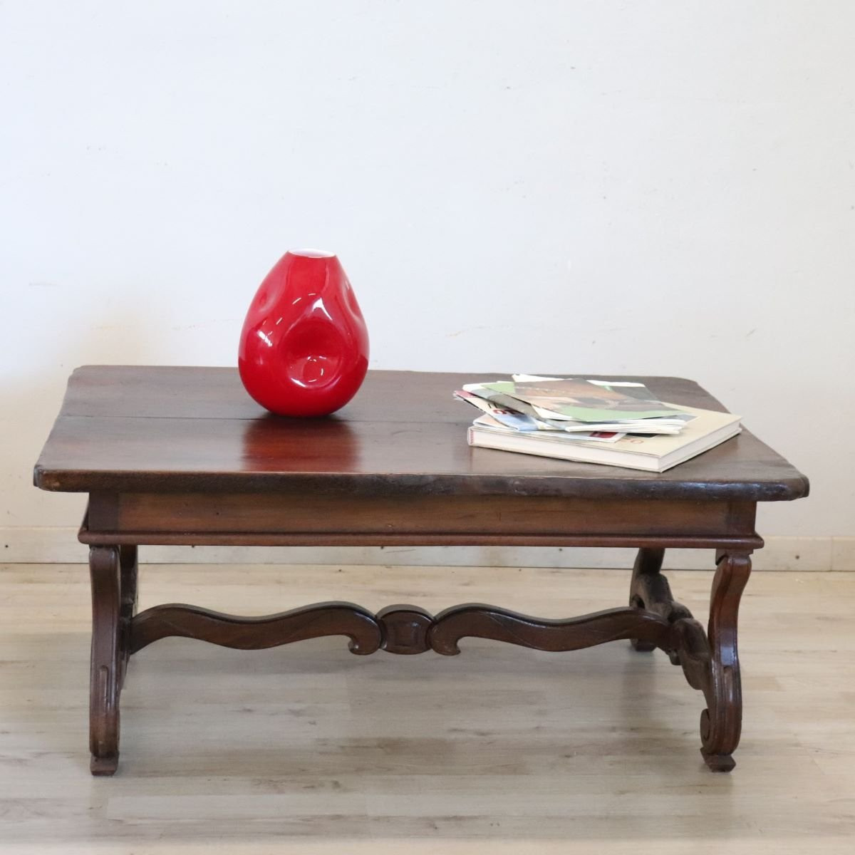 Solid Walnut Coffee Table, Italy, Early 20th Century, Restored-photo-8