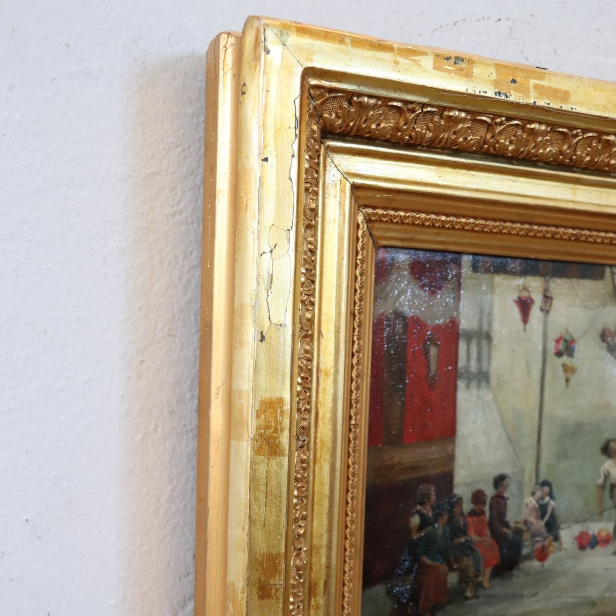 Peinture à l'huile sur toile, Enfants jouant, Italie, XIXe siècle-photo-7