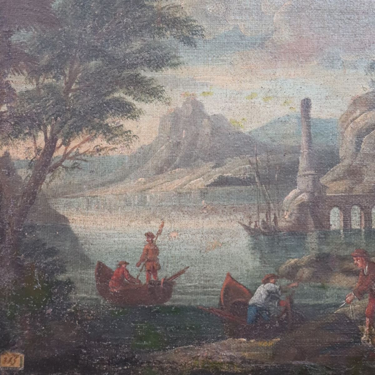 Coastal Landscape, Oil On Canvas, Italy, 18th Century-photo-3