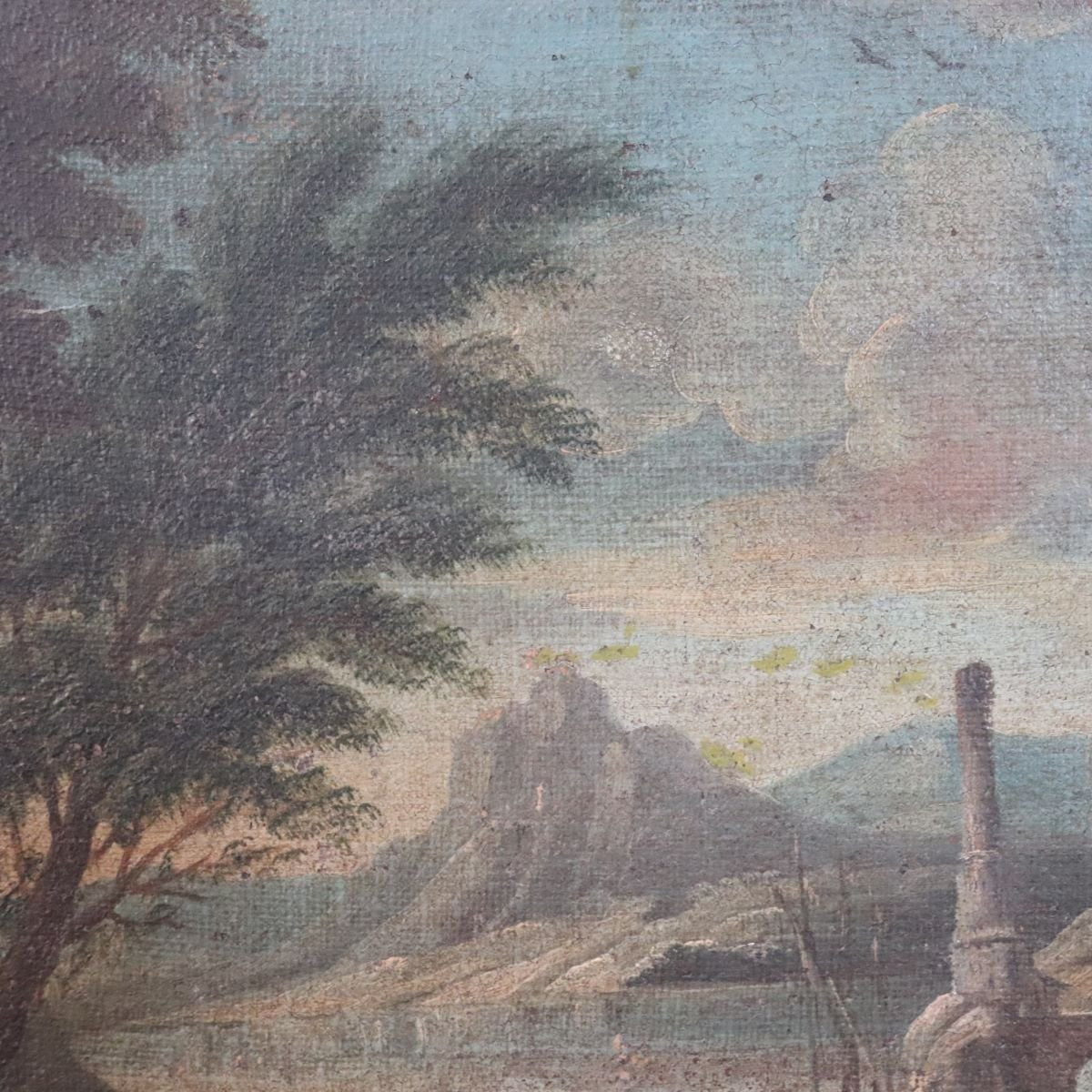 Coastal Landscape, Oil On Canvas, Italy, 18th Century-photo-4