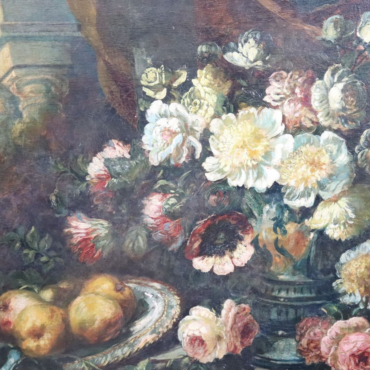 Still Life, Large Oil Painting On Canvas, Italy, 19th Century-photo-3