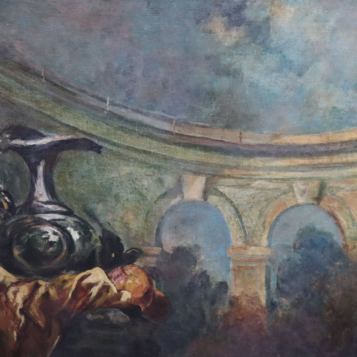 Still Life, Large Oil Painting On Canvas, Italy, 19th Century-photo-3