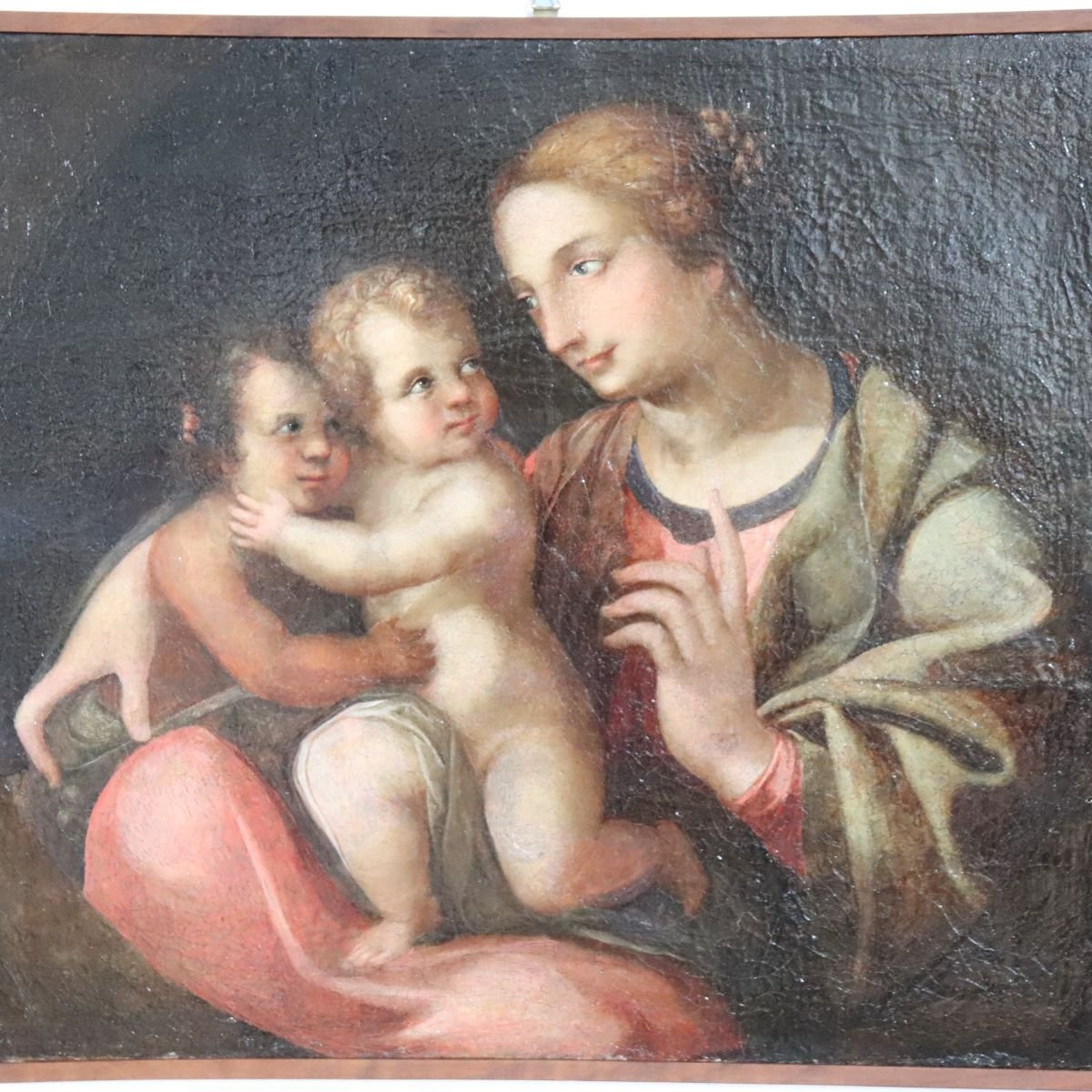 Antique Religious Oil Painting On Canvas, Italy, 18th Century-photo-2