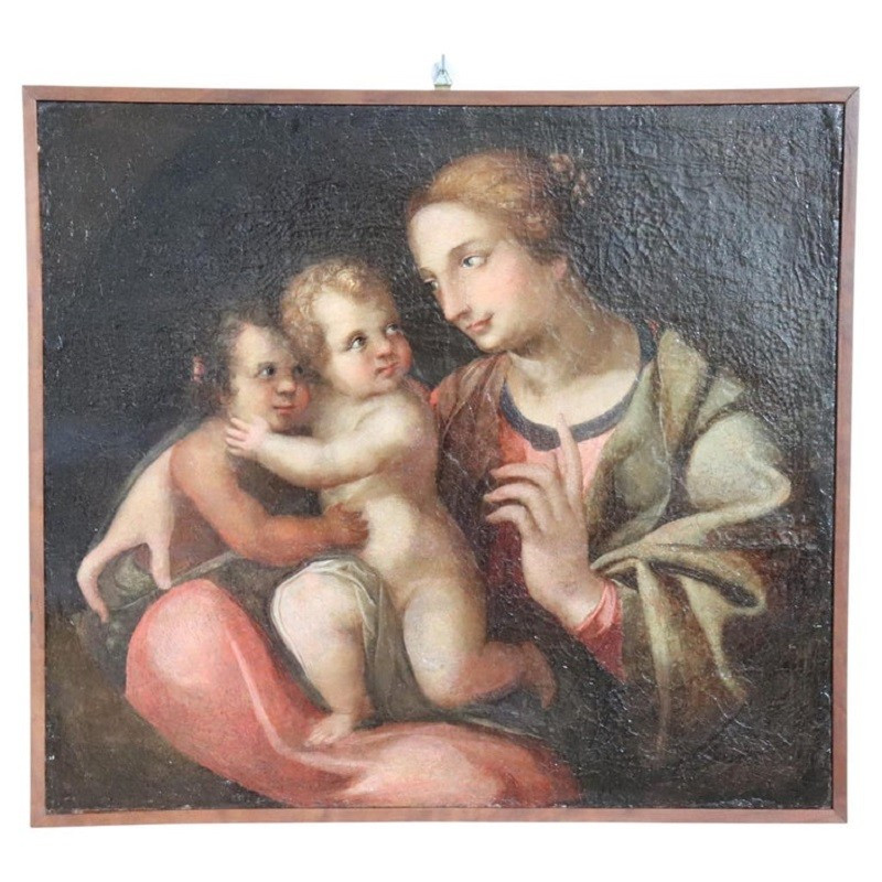 Antique Religious Oil Painting On Canvas, Italy, 18th Century