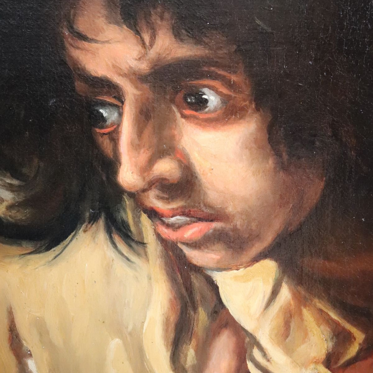 Peinture à l'huile sur toile, portrait d'homme, signée M. Marinelli et datée de 1894-photo-2