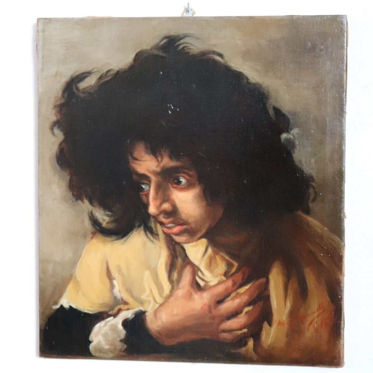 Peinture à l'huile sur toile, portrait d'homme, signée M. Marinelli et datée de 1894-photo-1