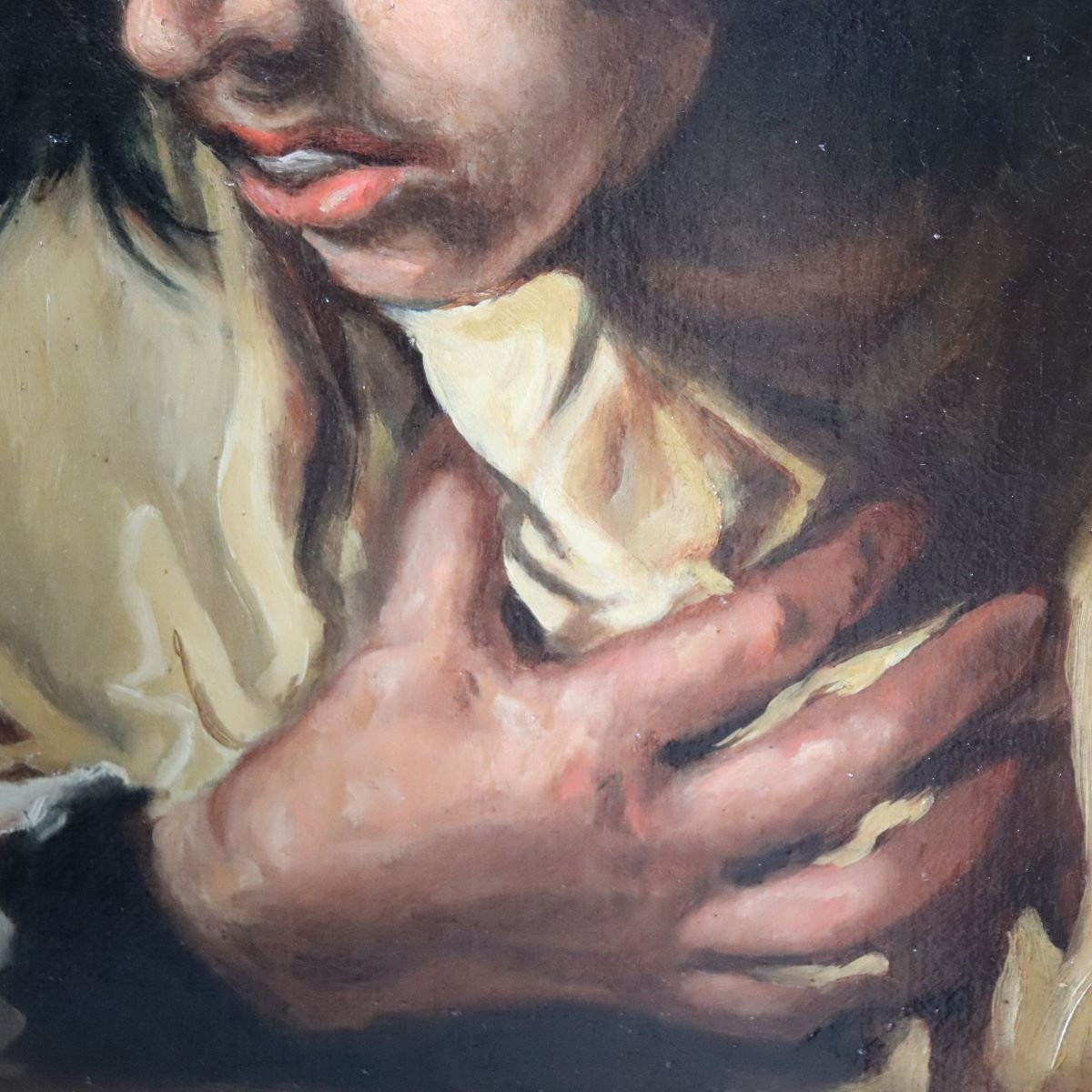 Peinture à l'huile sur toile, portrait d'homme, signée M. Marinelli et datée de 1894-photo-5