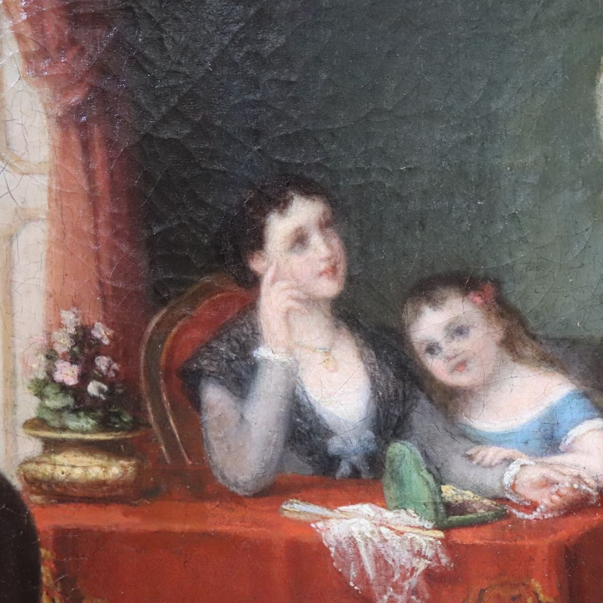 Scene Of Women, Oil On Canvas, Italy, 19th Century-photo-1
