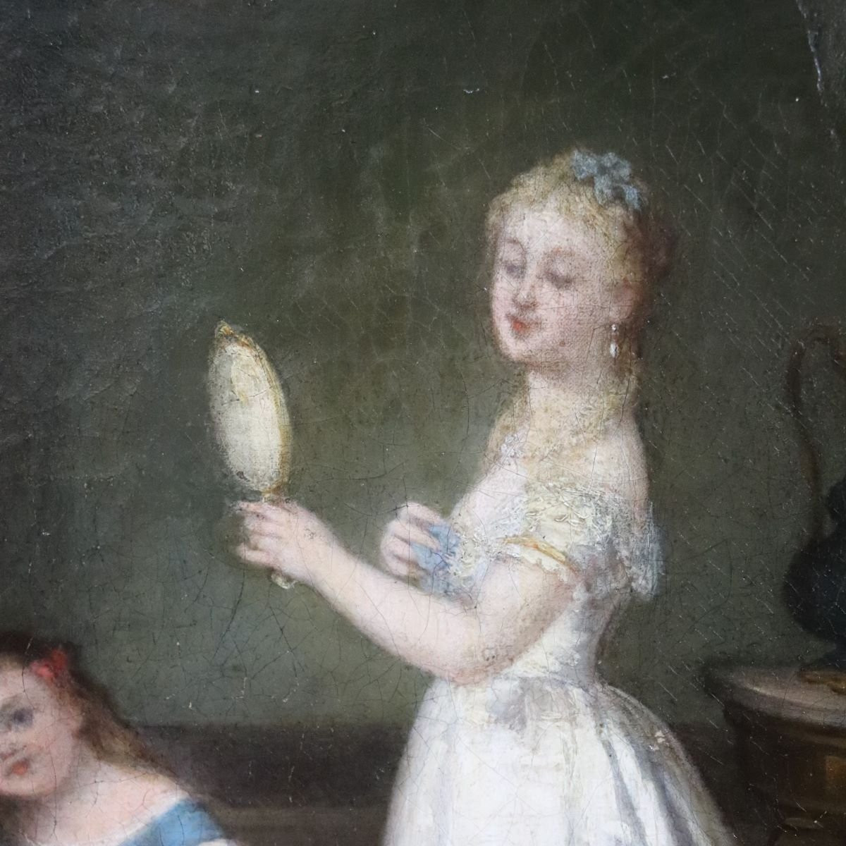 Scene Of Women, Oil On Canvas, Italy, 19th Century-photo-3