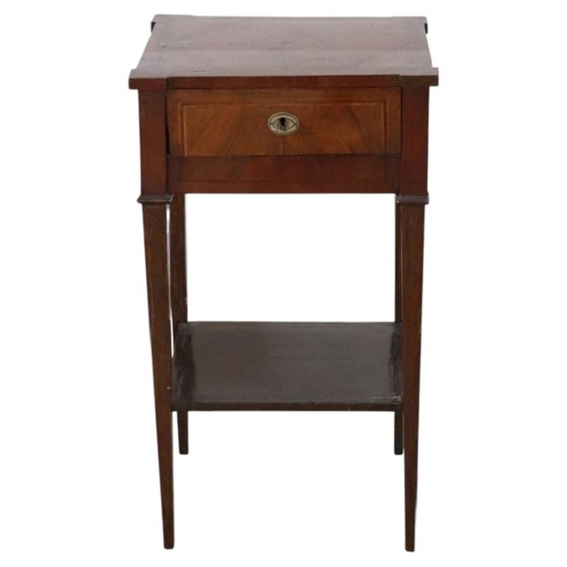 Table de chevet ancienne en noyer, Italie, XVIIIe siècle