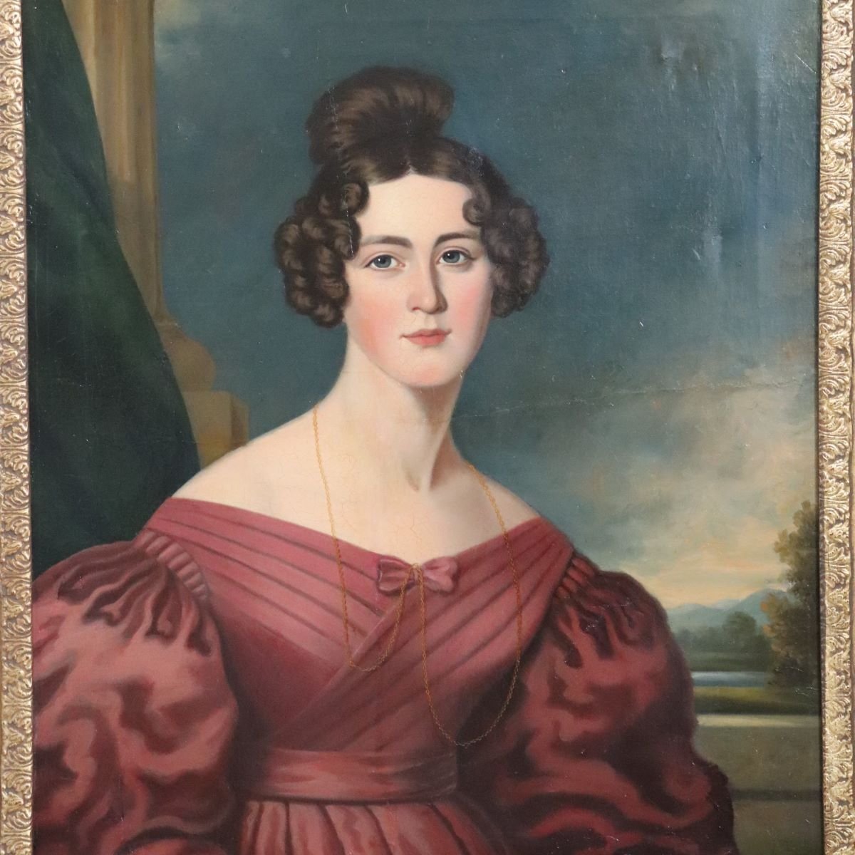Portrait d'une jeune femme, peinture à l'huile sur toile, Italie, XIXe siècle-photo-2